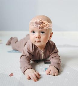 img 2 attached to 🌸 Adorable Ever Fairy Chiffon Lace Flower Baby Girls Turban Headband with Pearl - Delicate and Stylish Head Wrap!