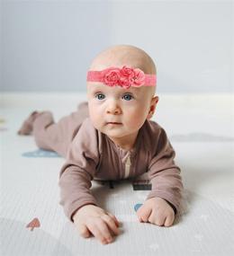 img 1 attached to 🌸 Adorable Ever Fairy Chiffon Lace Flower Baby Girls Turban Headband with Pearl - Delicate and Stylish Head Wrap!