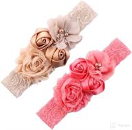 🌸 adorable ever fairy chiffon lace flower baby girls turban headband with pearl - delicate and stylish head wrap! logo