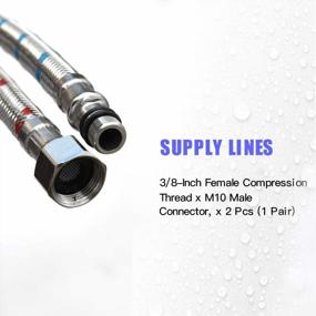 img 2 attached to Homevacious 16-Inch Long Bathroom Kitchen Faucet Connector Braided Supply Hose 3/8-Inch Female Compression Stainless Steel Sink Faucet Connection Thread X M10 Male Connector X 2 Pcs (1 Pair)