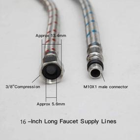 img 3 attached to Homevacious 16-Inch Long Bathroom Kitchen Faucet Connector Braided Supply Hose 3/8-Inch Female Compression Stainless Steel Sink Faucet Connection Thread X M10 Male Connector X 2 Pcs (1 Pair)