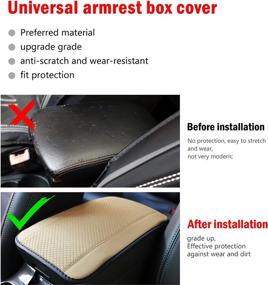 img 1 attached to 🚗 Protect and Enhance Your Car's Interior with the JAVMOO Auto Center Console Cover - Waterproof PU Leather Armrest Cushion - Fits SUV/Truck/Car - Off White