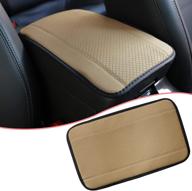 🚗 protect and enhance your car's interior with the javmoo auto center console cover - waterproof pu leather armrest cushion - fits suv/truck/car - off white логотип