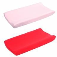 belsden 2 pack microfiber soft changing pad cover, with 2 considerate safety belt holes, durable diaper change table sheet set for baby girls, 16''x32''x8'', pink & red logo