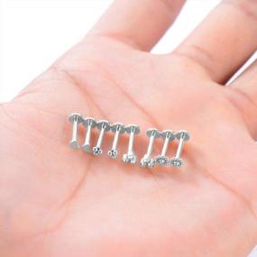 img 2 attached to 16G 316L Stainless Steel Labret Monroe Lip Ring Studs For Piercing Jewelry