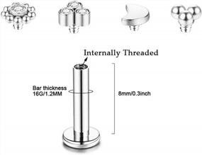img 3 attached to 16G 316L Stainless Steel Labret Monroe Lip Ring Studs For Piercing Jewelry