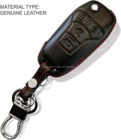 img 3 attached to 🔑 DOBREV 4-Button Genuine Leather Smart Key Case Cover Skin Fob Holder for Ford F-Series F-150 (2017, 2018) / F-250 / F-350 / F-450 / F-550 Flip Key Fob Remote with Start Button - Black Leather