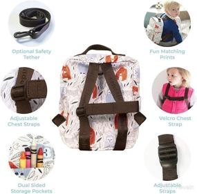 img 2 attached to 🌳 Compact Insulated Lunch Bag for Toddlers, Kinderspel Backpack with Chest Harness & Removable Safety Leash, EZ Wear Non-Slip Design, Water-Resistant Toddler Travel Bag, Calm Forest
