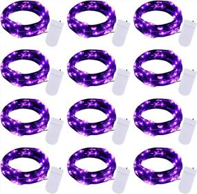 img 4 attached to 12 Pack Purple LED Fairy Lights Battery Operated String Lights Waterproof Silver Wire 7Ft 20 LEDs Firefly Starry Moon DIY Wedding Party Bedroom Patio Christmas Decorations