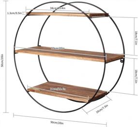 img 2 attached to Rustic Farmhouse Decor 3 Tier Floating Shelves - Round Wood & Metal Hanging Circle Shelf, Geometric Circular Tiered Wall Shelf