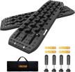 4wd orcish recovery traction boards tracks tire ladder for sand snow mud - set of 2 (2nd gen bag + mounting pins, black) logo
