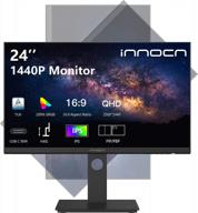 innocn 2560 1440p monitor 24" - high definition, 75hz refresh rate, wall mountable, color calibrated, type c power delivery, hdmi-compatible logo