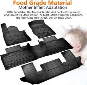 img 2 attached to 🚗 2020 2021 Ford Explorer Keyoog Car Floor Mats - Black TPE All-Weather Heavy Duty Interior Accessories: 3 Row Liner Set for 2nd Row Bucket Seats (No Center Console)