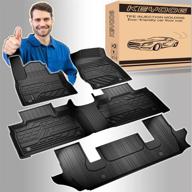 🚗 2020 2021 ford explorer keyoog car floor mats - black tpe all-weather heavy duty interior accessories: 3 row liner set for 2nd row bucket seats (no center console) logo