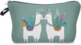 img 4 attached to Travel In Style With LOOMILOO Water Resistant Cute Small Makeup Bag - Llama Gifts 51434