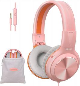 img 4 attached to SIMOLIO Kids Wired Headphones W/ Microphone, Volume Limited Foldable Headsets & Share Jack For Cellphones Tablets Laptop PC