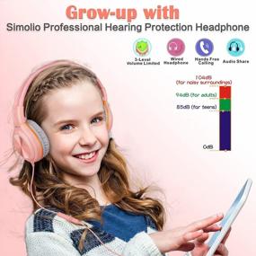 img 1 attached to SIMOLIO Kids Wired Headphones W/ Microphone, Volume Limited Foldable Headsets & Share Jack For Cellphones Tablets Laptop PC