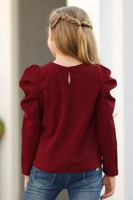 img 3 attached to Stylish Puff Sleeve Blouse Tops For Girls Ages 4-14 | GORLYA Casual Solid T-Shirt Pullover Keyhole Back