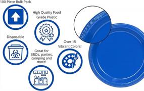 img 2 attached to Exquisite Dark Blue Plastic Plates 100 Count I 9 Inch I Round Dark Blue Disposable Plates - Disposable Dark Blue Dinner Party Plates For All Occasions - Dark Blue Plastic Party Plates For Parties