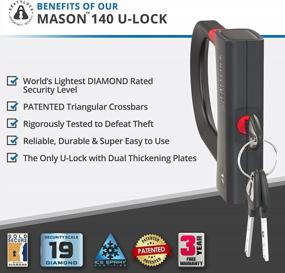 img 3 attached to Heavy Duty Seatylock Mason U Lock - Patented Diamond Secure Anti Theft Bike Lock With Keys - Ultimate Protection For City, Electric, Mountain Bikes, And Scooters