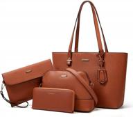 4pcs women's fashion handbag set - wallet, tote bag, shoulder bag & top handle satchel purse logo