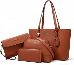 img 4 attached to 4Pcs Women'S Fashion Handbag Set - Wallet, Tote Bag, Shoulder Bag & Top Handle Satchel Purse