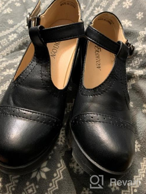 img 1 attached to Womens Leather Mary Jane Oxfords - Classic T-Strap Platform, Chunky Mid-Heel Pumps With Square Toe Design For Dressy And Formal Occasions By DADAWEN review by Scott Hall