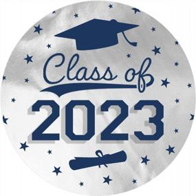 img 4 attached to Personalized Graduation Party Favor Stickers For Class Of 2023 Envelopes And Bags - 40 Round Labels In Silver Blue - 1.75 Inches