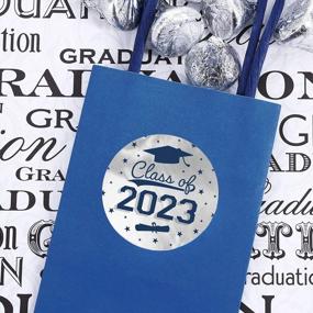 img 3 attached to Персонализированные наклейки на выпускной вечер для конвертов и сумок класса 2023 - 40 круглых этикеток серебристо-синего цвета - 1,75 дюйма