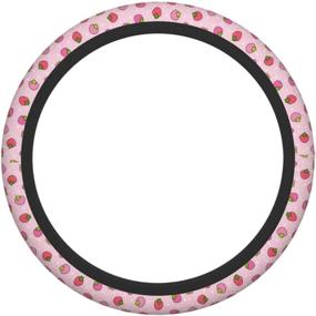 img 1 attached to 🍓 KiuLoam Cute Strawberry Pink Car Steering Wheel Cover - Stylish and Protective 15 Inch Stretch-On Accessory for SUVs, Sedans, Vans, and Trucks - Universal Fit for Women and Men