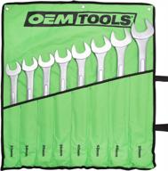 complete jumbo metric wrench set for automotive and home repairs with green canvas roll - oemtools 22121 logo