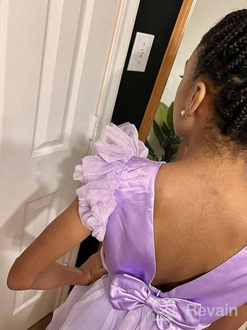 img 1 attached to Elegant Adaniwli Big Girls Backless Bridesmaid Dress: Stunning Tulle Wedding Flower Girl Dress! review by Angela Johnson