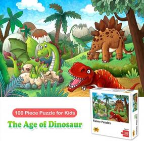 img 4 attached to Dino-Rific Fun: 100 Piece Age Of Dinosaur Jigsaw Puzzles For Kids 4-8 - Educational Toys For Learning And Play!