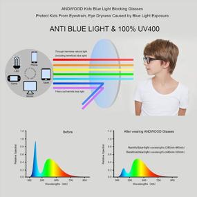 img 3 attached to ANDWOOD Blue Light Glasses Kids Girls Boys 2 Pack Computer Gaming Anti Blue Ray Age3-12 TR90 Frame Unbreakable Black Blue