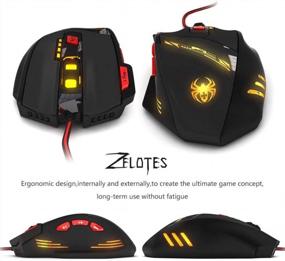 img 2 attached to Granvela Zelotes T90 9200 DPI High Precision USB Wired Gaming Mouse For Big Hands, 8 Buttons, 7-Color LED Breathing Light With Weight Tuning Set - Black