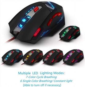 img 3 attached to Granvela Zelotes T90 9200 DPI High Precision USB Wired Gaming Mouse For Big Hands, 8 Buttons, 7-Color LED Breathing Light With Weight Tuning Set - Black