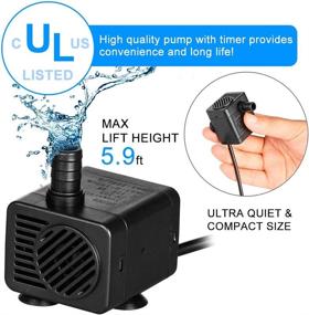 img 3 attached to 🌊 LAPOND 200L/H 12V 4W Submersible Water Pump: Ultra Quiet Timer for Pond, Aquarium, Fish Tank Fountain! Hydroponic Pump with High Lift of 5.9ft.