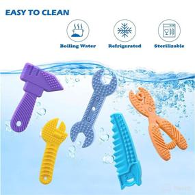 img 1 attached to 👶 5 PCS Baby Teething Toys - Silicone Chew Teether Toddler Toy - Sensory Babies Shower Gifts for 0-18 Months - BPA Free