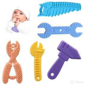 img 4 attached to 👶 5 PCS Baby Teething Toys - Silicone Chew Teether Toddler Toy - Sensory Babies Shower Gifts for 0-18 Months - BPA Free