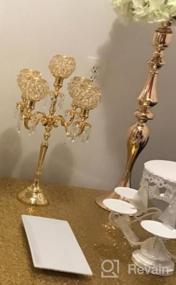 img 3 attached to Klikel Gold 24" Канделябры с 5 свечами - Классический элегантный дизайн для свадеб, званых обедов и официальных мероприятий - Зеркальная отделка с акриловыми кристаллами