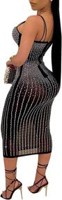 img 3 attached to Ranfare Nightclub Dresses Bodycon Rhinestone Women's Clothing ~ Dresses