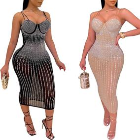 img 1 attached to Ranfare Nightclub Dresses Bodycon Rhinestone Women's Clothing ~ Dresses