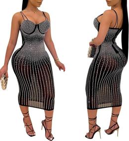 img 2 attached to Ranfare Nightclub Dresses Bodycon Rhinestone Women's Clothing ~ Dresses