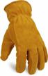 🐑 ozero insulated leather work gloves for men and women - winter snow cold proof, thermal imitation lambswool, extra grip, flexible, warm for working in cold weather (gold, large) logo