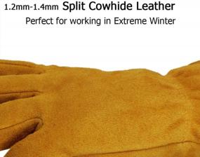 img 1 attached to 🐑 OZERO Insulated Leather Work Gloves for Men and Women - Winter Snow Cold Proof, Thermal Imitation Lambswool, Extra Grip, Flexible, Warm for Working in Cold Weather (Gold, Large)