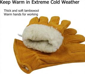 img 2 attached to 🐑 OZERO Insulated Leather Work Gloves for Men and Women - Winter Snow Cold Proof, Thermal Imitation Lambswool, Extra Grip, Flexible, Warm for Working in Cold Weather (Gold, Large)