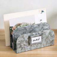 mygift silver galvanized metal mail organizer holder with 3 slots and label holder, bills, letter sorter and file document rack for home or office - handcrafted in india logo