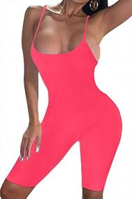 img 4 attached to Sizzle In Style: GOBLES Women'S Sleeveless Bodycon Jumpsuits With Adjustable Straps