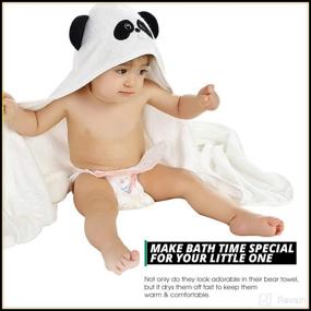 img 1 attached to 🐼 Yi Wu Animal Head Hooded Towels (panda1): Ultra Soft, Hypoallergenic, Chemical-Free! Generously Sized at 35x35 inches - Perfect for Toddlers!