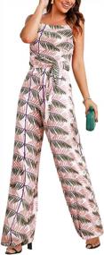 img 4 attached to YSJERA Women'S Sexy Floral Print One Piece V Neck Strape Jumpsuits Palazzo Pants W/ Belt